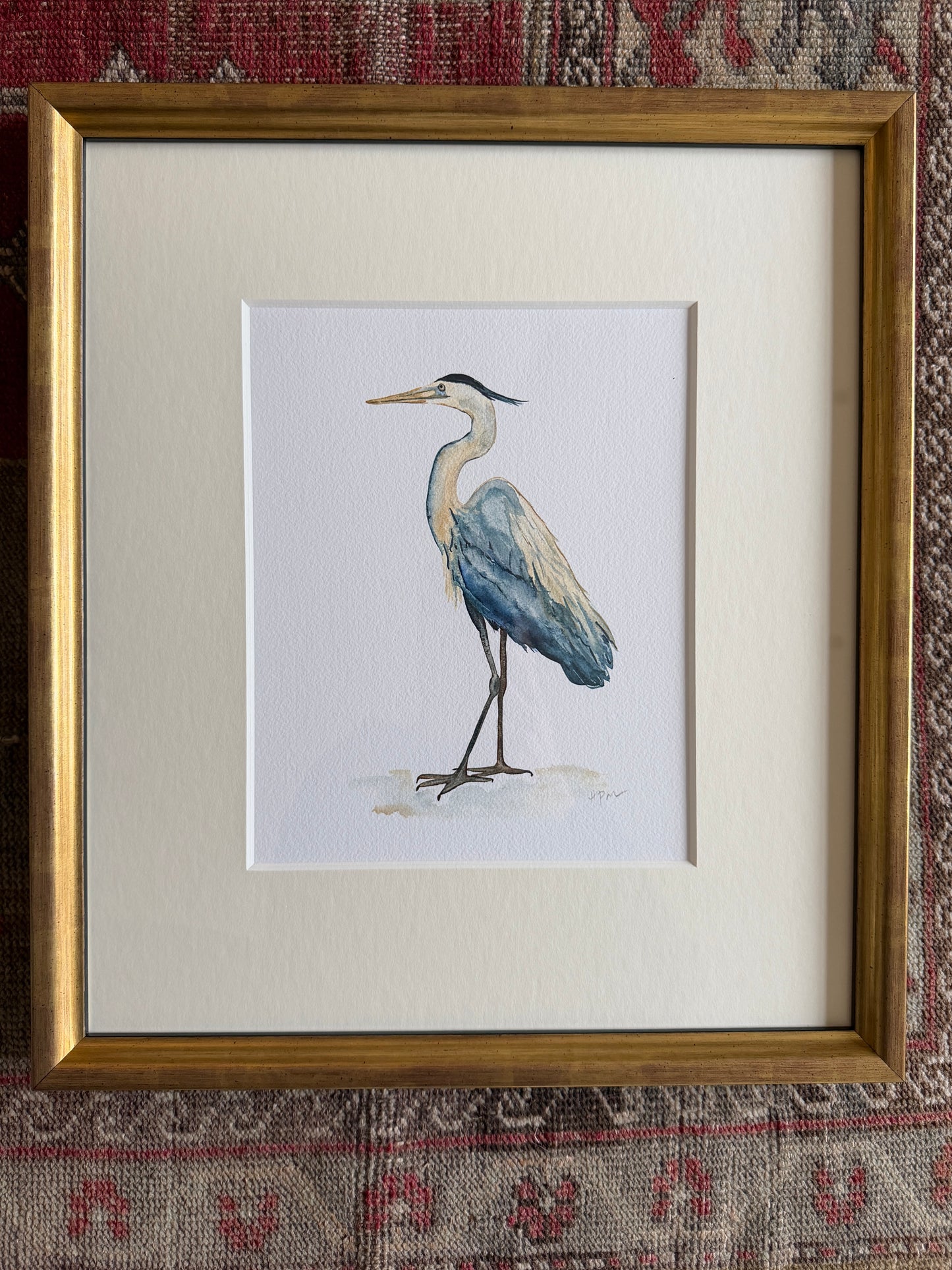 Heron print, framed