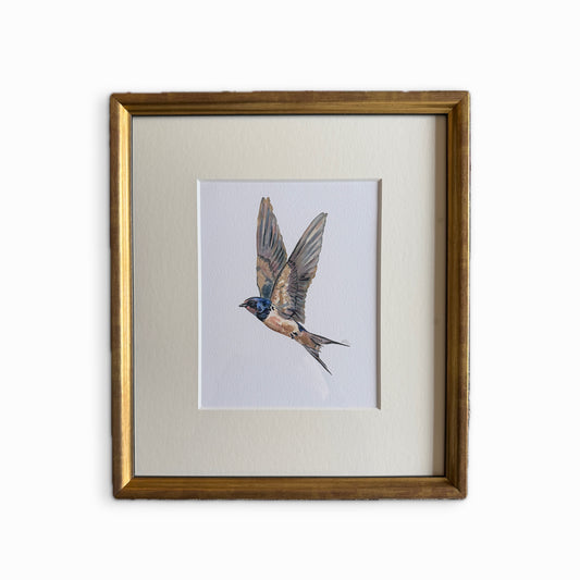 Swallow print, framed